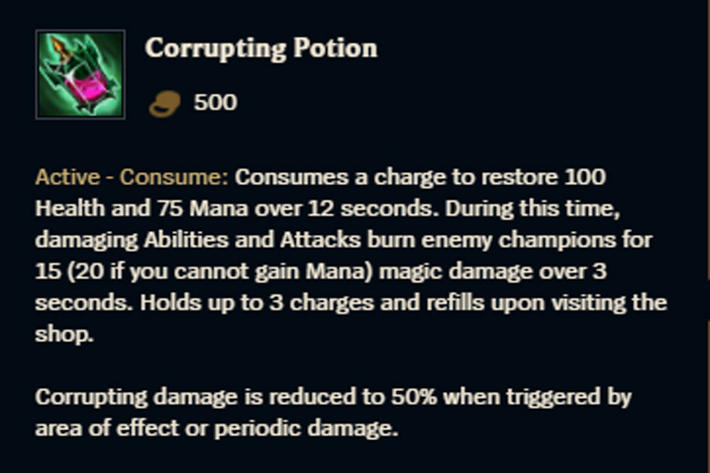 Best Burn Item Corrupting Potion League of Legends