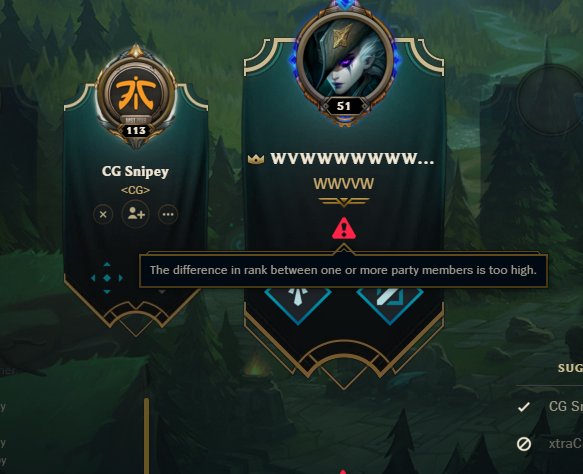 As soon as League was introduced, Riot Games have introduced a function called Rank Restrictions which keeps the game fair. This means that a Challenger player will never be able to play in ranked against Bronze ranked player