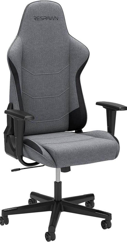 RESPAWN 110 Fabric Gaming Chair Ergonomic Racing Style High Back PC Computer Desk Office Chair - 360 Swivel, Integrated Headrest, 135 Degree Recline Adjustable Tilt Tension Angle Lock -   Grey
